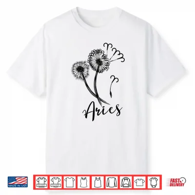 Aries Dandelion Zodiac Sign Floral Horoscope Women Shirt