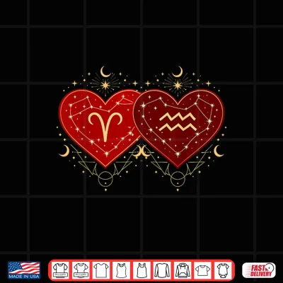 Design Aries Aquarius Shirt Valentines Day Astrology Love Zodiac Shirt