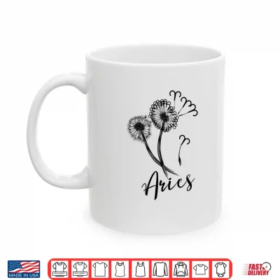 Mug Aries Dandelion Zodiac Sign Floral Horoscope Women Shirt