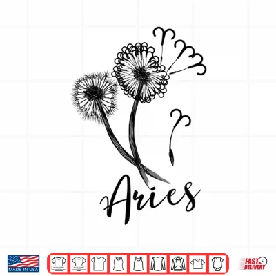 Design Aries Dandelion Zodiac Sign Floral Horoscope Women Shirt