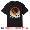 Aries Girl Afro Woman Birthday Retro Sunset Zodiac Shirt