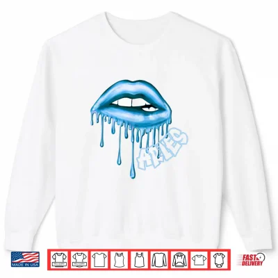 Sweatshirt Aries Dripping Lips Light Blue Aesthetic Zodiac Graphic Shirt
