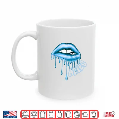 Mug Aries Dripping Lips Light Blue Aesthetic Zodiac Graphic Shirt