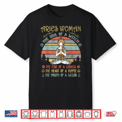 Aries Woman The Soul Of A Witch Vintage Birthday Gift Shirt