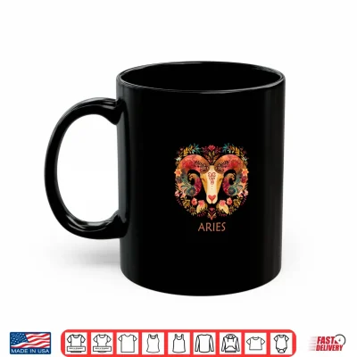 Mug Aries Sign Floral Zodiac Boho Botanical Ram Astrology Shirt