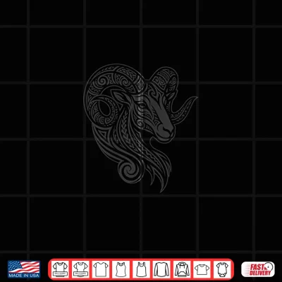 Design Aries Zodiac Sign Tribal Tattoo Art Ram Horoscope Shirt