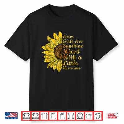 Sunflower Aries Woman March And April Birthday Queen Gift Shirt