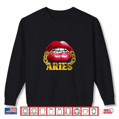 Sweatshirt Womens Aries Horoscope Juicy Lips Chain for African American Shirt