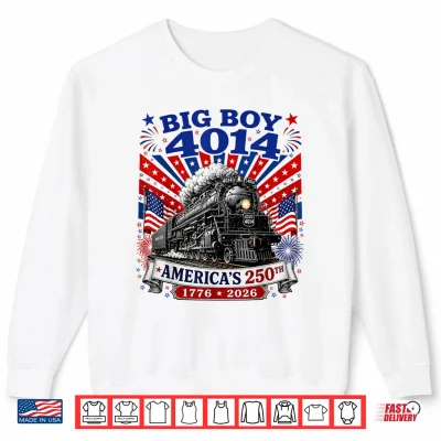 Sweatshirt Big Boy 4014 Train 4th of July US Flag Vintage Stars Stripes Shirt