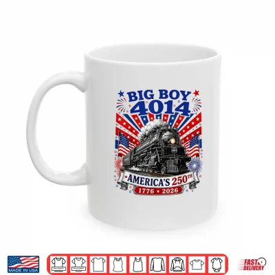 Mug Big Boy 4014 Train 4th of July US Flag Vintage Stars Stripes Shirt