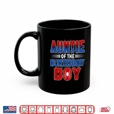 Mug Auntie of The Birthday Boy Spider Web Birthday Party Shirt