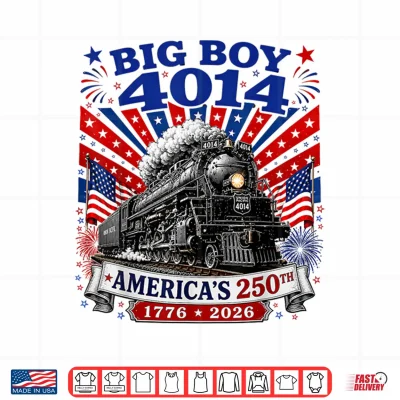 Design Big Boy 4014 Train 4th of July US Flag Vintage Stars Stripes Shirt
