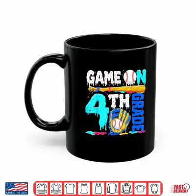 Mug Game On 4th Grade Baseball Drip Ice Cream Back to School Shirt