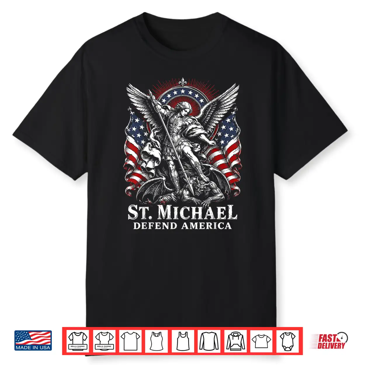 Vintage St. Michael Defend America Archangel Patriot Us Flag Shirt Vintage St. Michael Defend America Archangel Patriot Us Flag Shirt