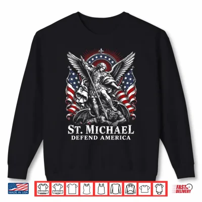 Vintage St. Michael Defend America Archangel Patriot Us Flag Shirt 2 Sweatshirt Vintage St. Michael Defend America Archangel Patriot US Flag Shirt