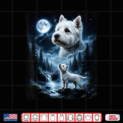 Design West Highland White Terrier Howling At The Moon Halloween Shirt