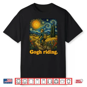 Gogh Riding Funny Cycling Van Gogh Art Bike Graphic Design Shirt