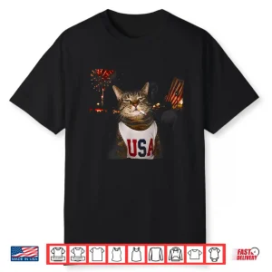 July 4Th Patriotic Cat Smoking Cigarette 250 Years Cat Lover Shirt