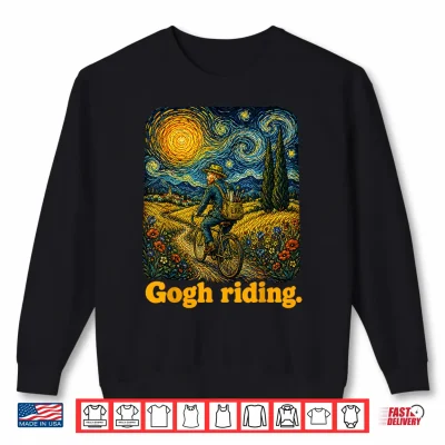 Sweatshirt Gogh Riding Funny Cycling Van Gogh Art Bike Graphic Design Shirt