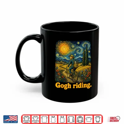 Mug Gogh Riding Funny Cycling Van Gogh Art Bike Graphic Design Shirt