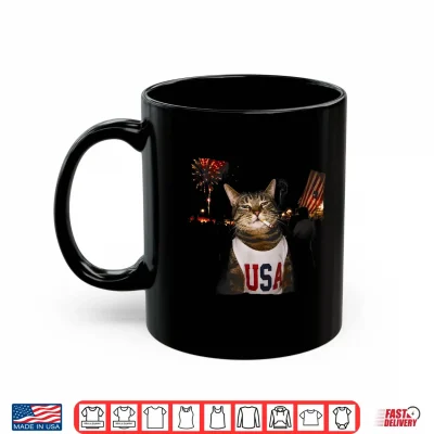 Mug July 4th Patriotic Cat Smoking Cigarette 250 Years Cat Lover Shirt