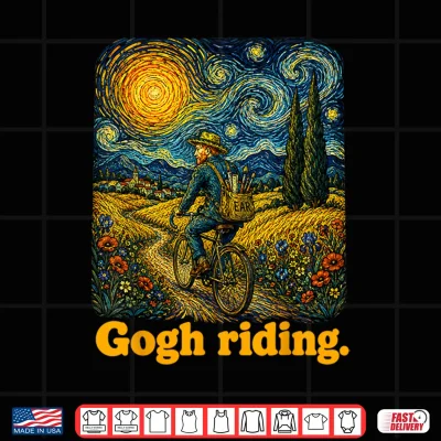 Design Gogh Riding Funny Cycling Van Gogh Art Bike Graphic Design Shirt