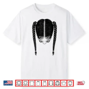 Parted Ponytails Black Girl Braids Line Art Two Pigtails Shirt
