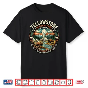 Yellowstone National Park Wyoming Old Faithful Geyser Badge Shirt