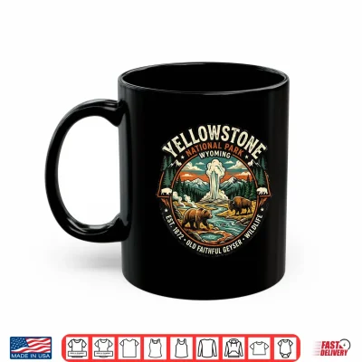 Mug Yellowstone National Park Wyoming Old Faithful Geyser Badge Shirt