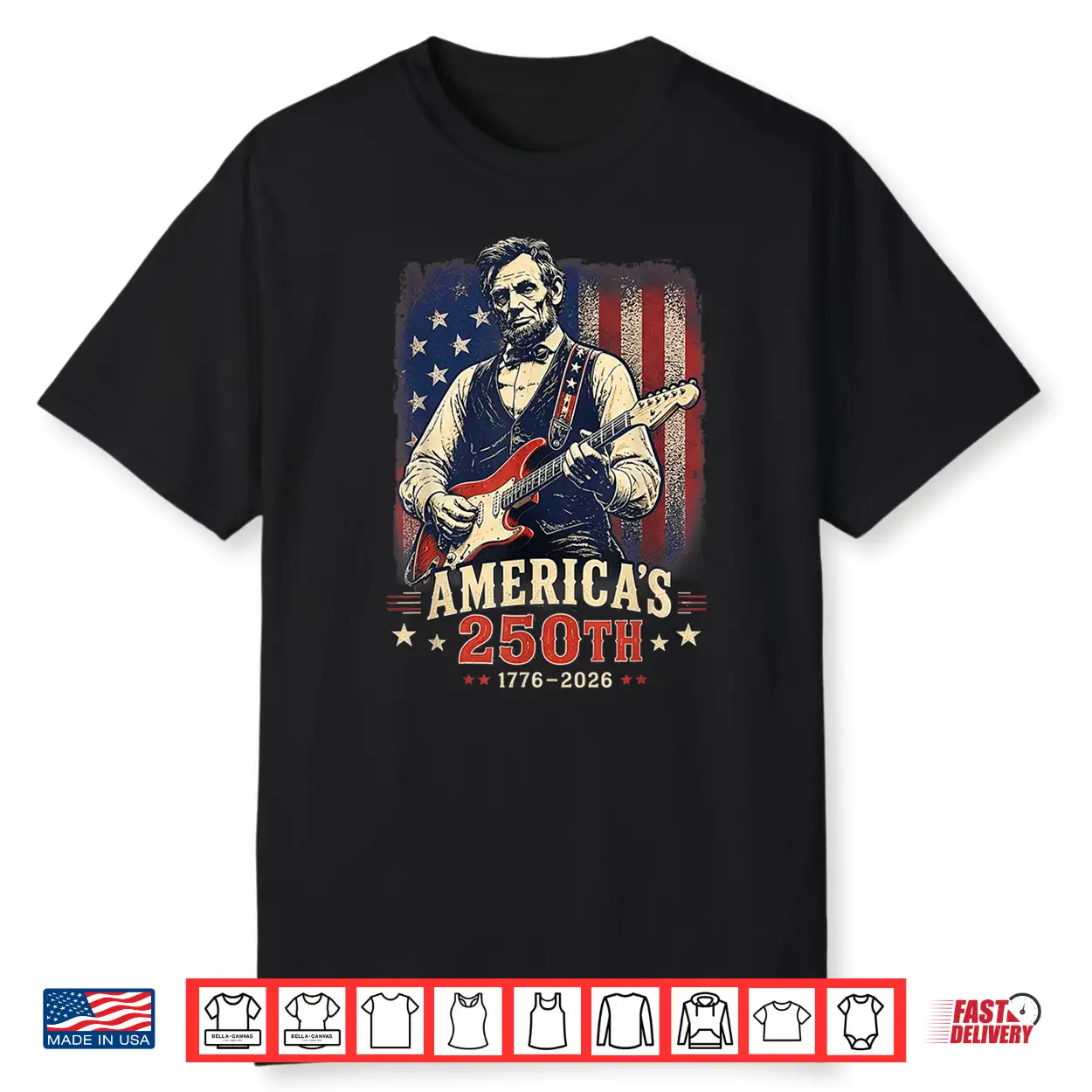 Abraham Lincoln Plays Electric Guitar American Flag Fourth Of July Shirt Abraham Lincoln Plays Electric Guitar American Flag Fourth Of July Shirt