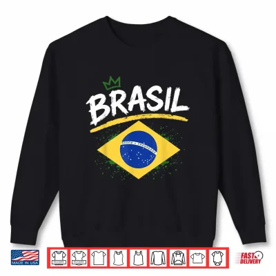 Sweatshirt Brasil With Brazilian Flag Colors Brazil Shirt