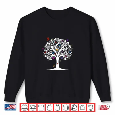 Tree Of Love White Silhouette Birds Butterflies Bugs Shirt 1 Sweatshirt Tree Of Love White Silhouette Birds Butterflies Bugs Shirt
