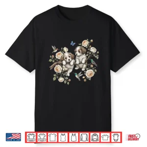 Vintage Puppy Floral Bird Nature Pet Parent Animal Dog Lover Shirt