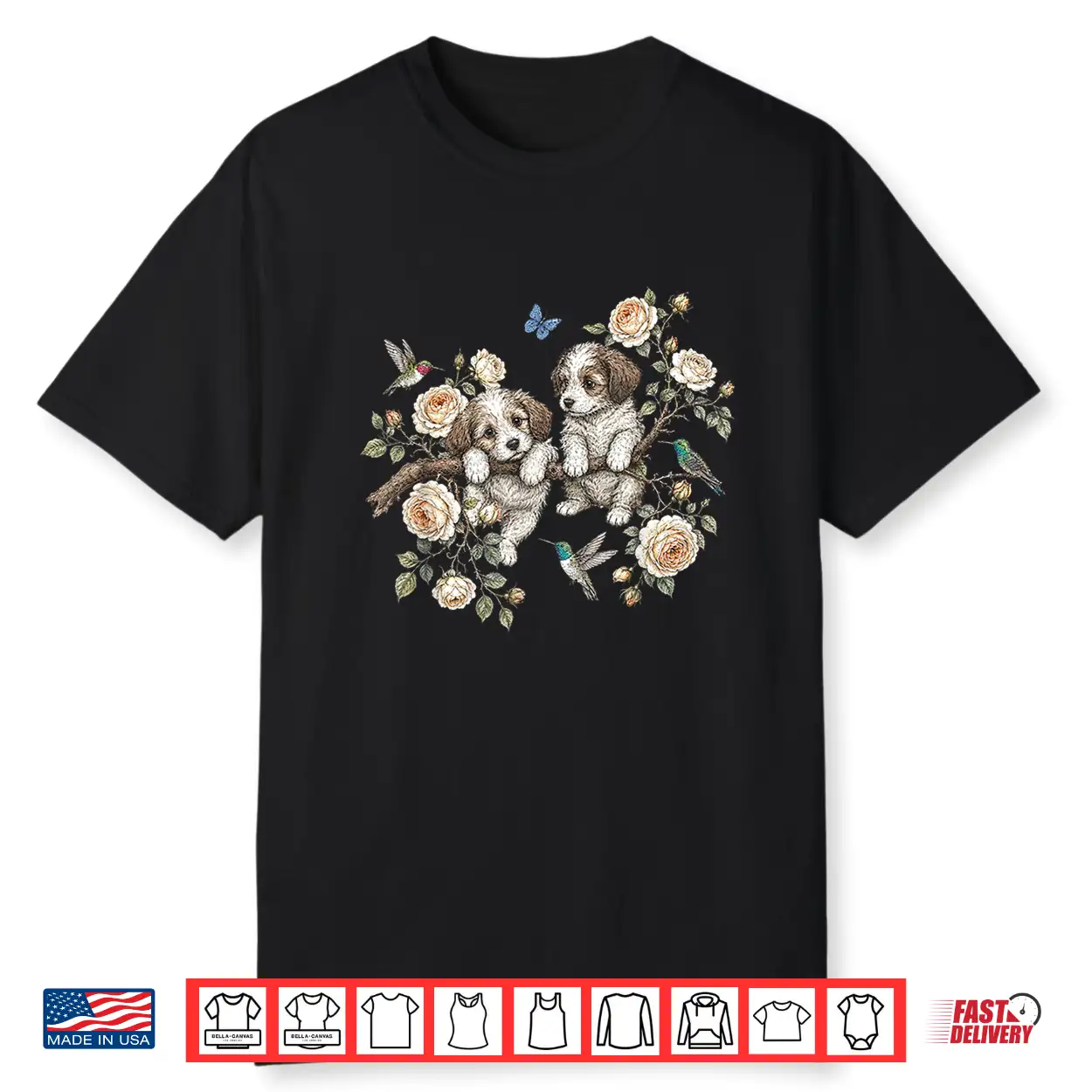 Vintage Puppy Floral Bird Nature Pet Parent Animal Dog Lover Shirt Vintage Puppy Floral Bird Nature Pet Parent Animal Dog Lover Shirt