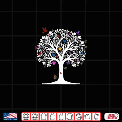 Tree Of Love White Silhouette Birds Butterflies Bugs Shirt 3 Design Tree Of Love White Silhouette Birds Butterflies Bugs Shirt