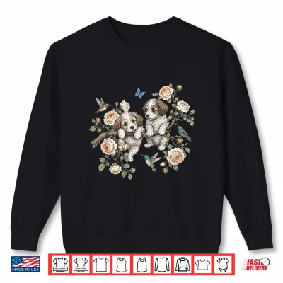 Vintage Puppy Floral Bird Nature Pet Parent Animal Dog Lover Shirt 2 Sweatshirt Vintage Puppy Floral Bird Nature Pet Parent Animal Dog Lover Shirt