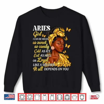 Sweatshirt Aries Girl Black Woman Afro Queen Astrology Zodiac Shirt
