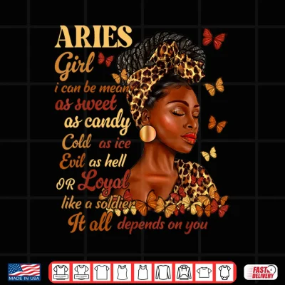Design Aries Girl Black Woman Melanin Girl Leopard Zodiac Sign Shirt