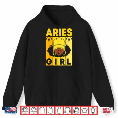 Hoodie Aries Girl Dope Afro Black Woman With Cap Zodiac Sign Shirt