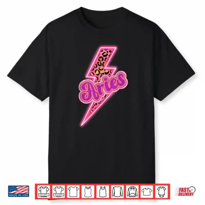 Aries Leopard Thunder Shape Zodiac Aesthetic Design Shirt