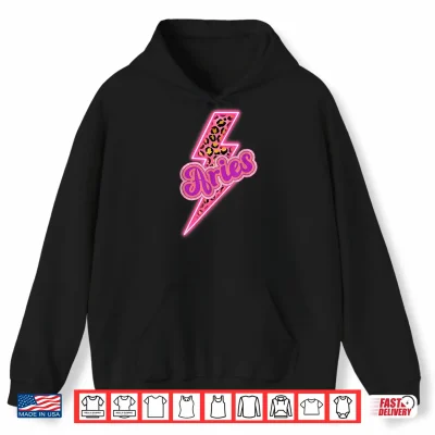 Hoodie Aries Leopard Thunder Shape Zodiac Aesthetic Design Shirt