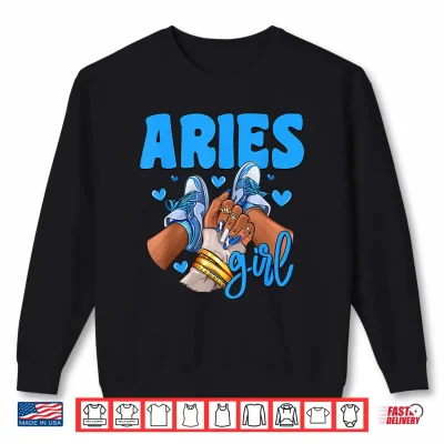 Sweatshirt Aries Girl Sneakers Astrology Zodiac Sign Black Women Shirt