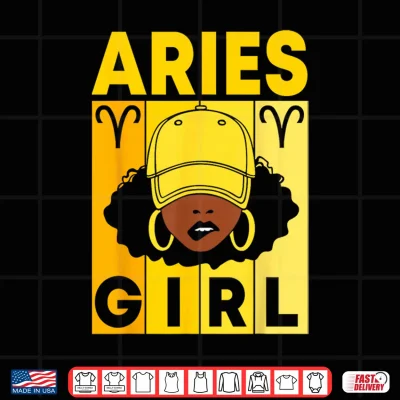 Design Aries Girl Dope Afro Black Woman With Cap Zodiac Sign Shirt