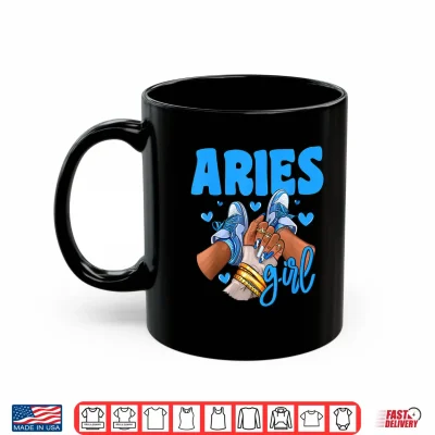 Mug Aries Girl Sneakers Astrology Zodiac Sign Black Women Shirt