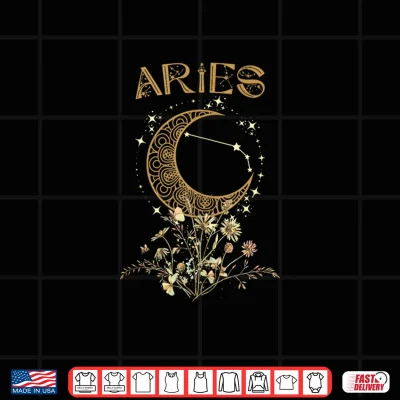 Design Aries Zodiac Sign Flowers Aries Birthday Aries Astrology Shirt