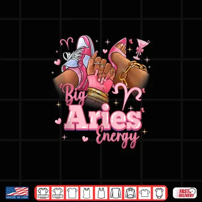 Design Big Aries Energy Afro Black Women High Heels Sneakers Nails Shirt