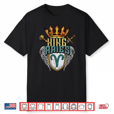 King Aries Zodiac Sign With Crown Scepter Sword For Men Shirt