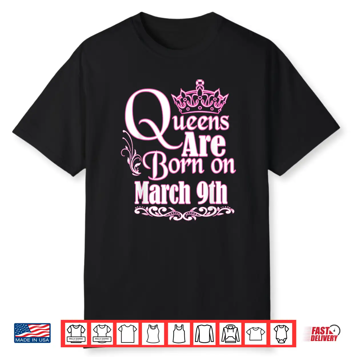 Queens Are Born On March 9Th Pisces Aries Womens Birthday Shirt Queens Are Born On March 9Th Pisces Aries Womens Birthday Shirt