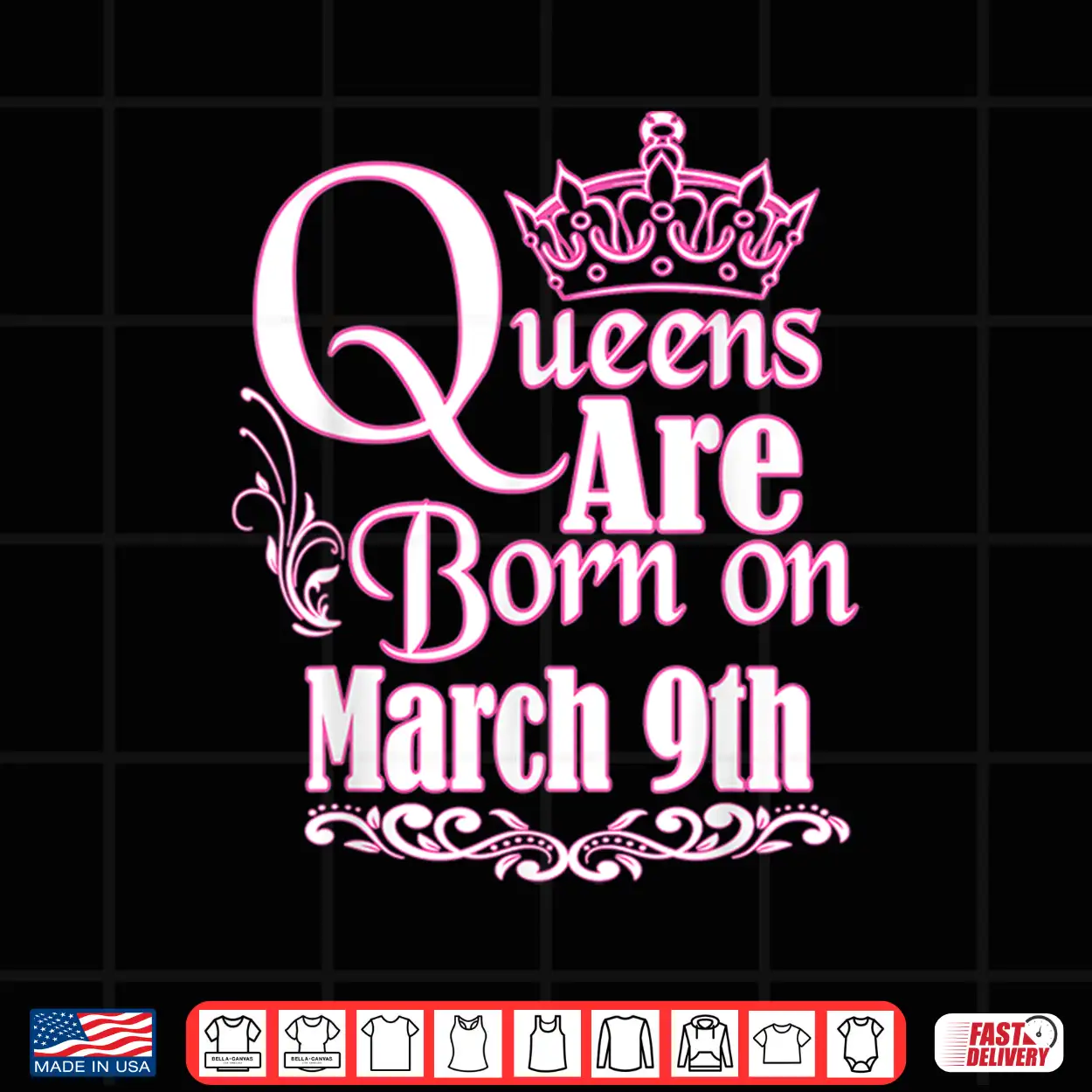 Queens Are Born On March 9Th Pisces Aries Womens Birthday Shirt Queens Are Born On March 9Th Pisces Aries Womens Birthday Shirt