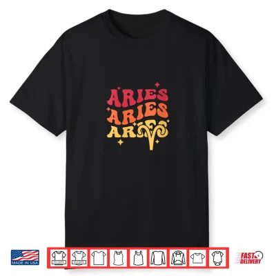 Womens Aries Retro Groovy Shirt